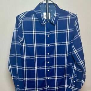 JACHS Girlfriend Navy Checkered Button Down Shirt